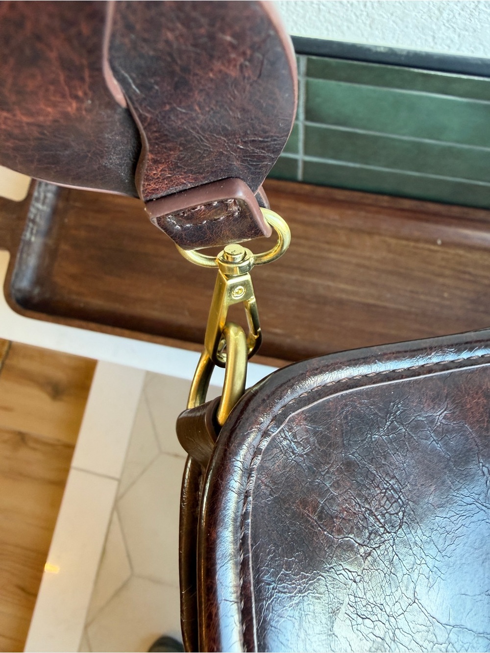 Anthropologie Faux Leather Bag. Beautiful braided strap. New. Never used. - Picture 5 of 7